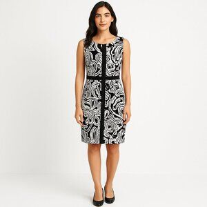 Anthropologie Tabitha Black White Eyelet Lace Sheath Dress Size 10 Paisley Print